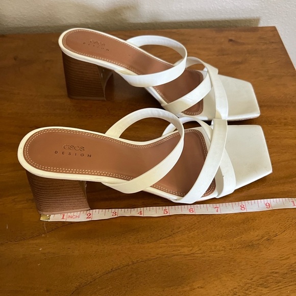 ASOS Design Block Heel Strappy White Sandals - Picture 6 of 9